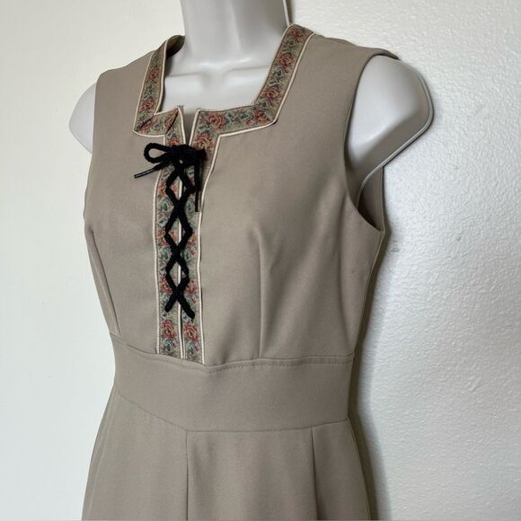 Vintage 70s Jerell of Texas Tan Sleeveless Jumpsuit Jacket Floral Braid Women 5 - Picture 5 of 16